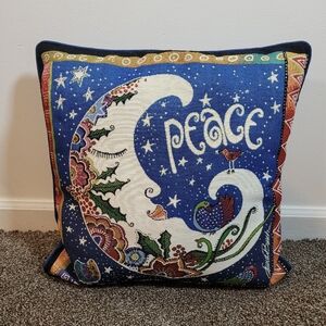 Laurel Burch Needle Point Pillow Crescent Moon Peaceful Night